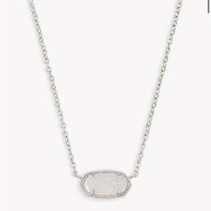 NWTF Kendra Scott Silver Pendant Necklace in Iridescent Drusy
